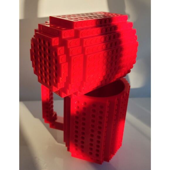 Think Geek Red Build On Brick Mug Tea Coffee Cup BlockBrick Set of 2 - Picture 5 of 9